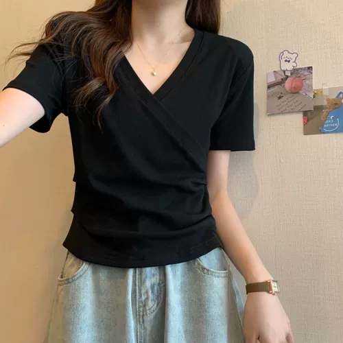 Летняя тонкая короткая футболка с коротким рукавом для кормящих грудью для выхода на улицу для беременных