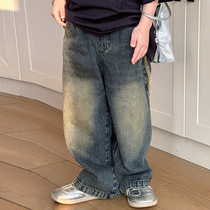 Boy pants spring autumn style slim fit pure cotton long pants Summer Scout 2024 new children denim mosquito-proof pants summer dress