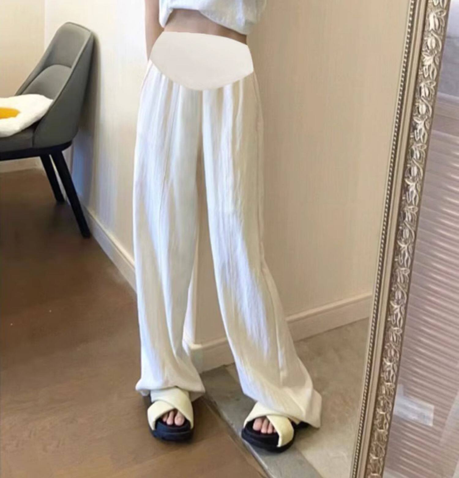 Беременные женщины широкие брюки ноги  婧麒孕妇裤子夏季外穿棉麻阔腿裤2023新款春秋山本裤孕妇装女夏装 JOYNCLEON
