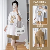 Футболка для беременных, летняя одежда, модный комплект, подходит для подростков, короткий рукав