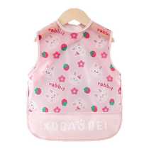 Jingqi baby bibs waterproof summer baby food supplement coveralls anti-dirty boys and girls sleeveless rice pocket childrens protective clothing