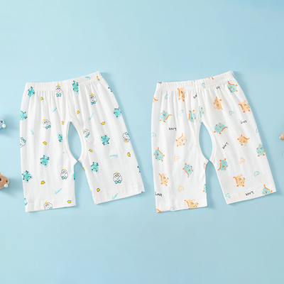 Jq Jingqi Baby Open-Crotch Pants Summer Thin Cotton Shorts for Infants, Unisex Children's Air-Conditioned Sleep Pants Children's Trousers — 1