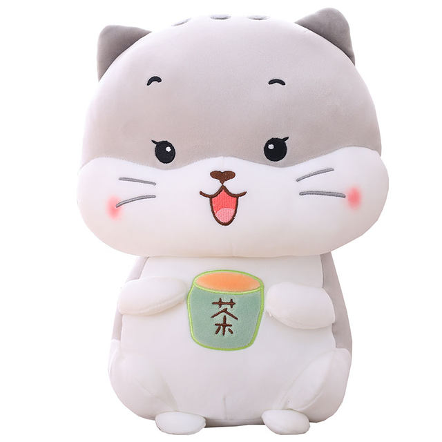 ຈອກຊາຂອງແທ້ cat ຊາຫນູຫນູ doll soft plush toy cat doll ນອນ pillow doll