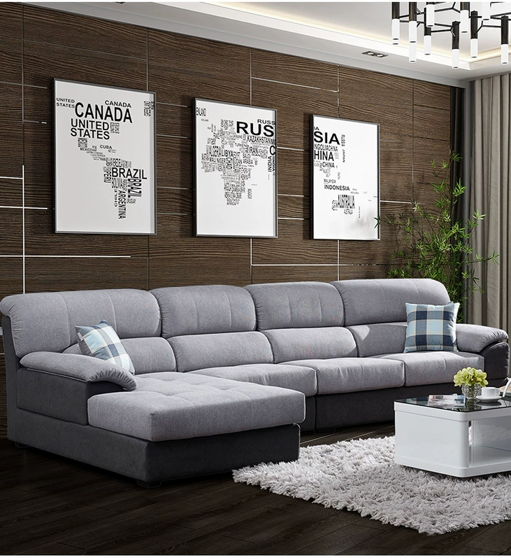 Đôi bàn ghế hổ sofa vải hiện đại phòng khách nhỏ gọn sẵn sàng ba chữ số gói kết hợp đồ nội thất sofa 085 - Ghế sô pha