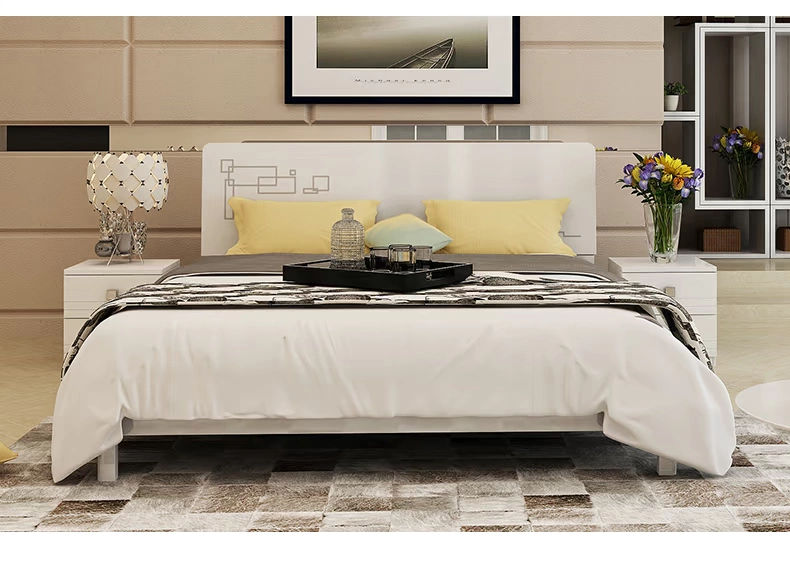 Nội thất đôi Tiger Phòng ngủ Bộ đồ nội thất bốn mảnh Kết hợp đơn giản Giường hiện đại đơn giản Giường đôi 1.8m Giường cưới B6 - Bộ đồ nội thất