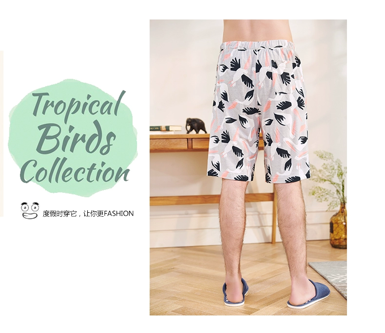 Ba tai thỏ pyjama nam thanh niên mùa hè cotton thoáng khí phần mỏng rộng kích thước thoải mái bên ngoài mặc quần short ở nhà quần sịp nam
