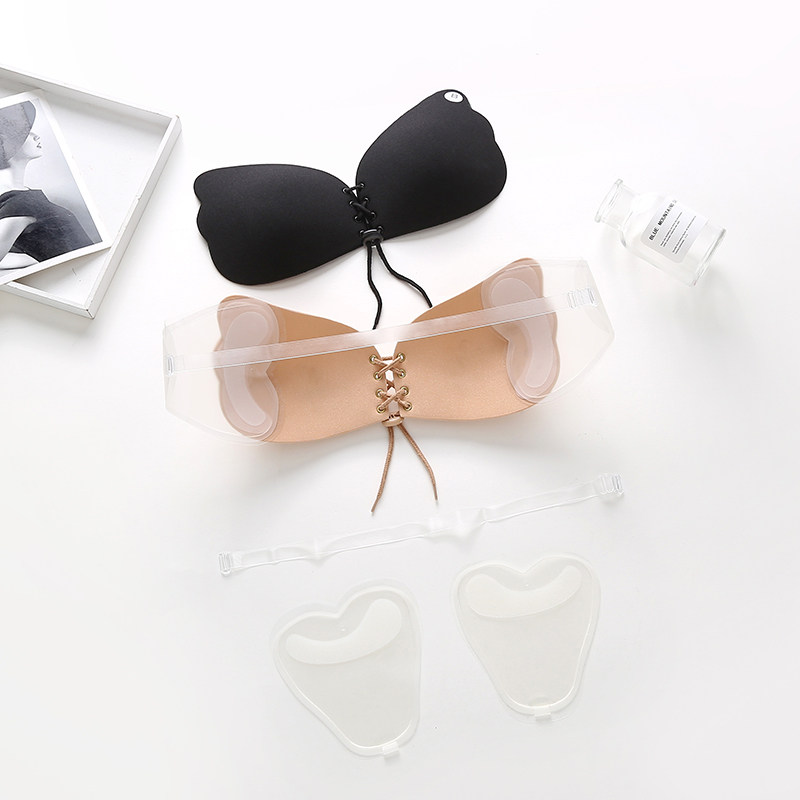 Gather up to top chest patch invisible woman breathable silicone anti-sagging milk patch thickened wedding dresses with small breasts without shoulder strap underwear-Taobao