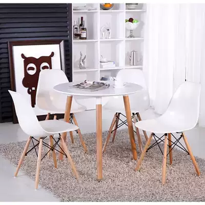 Eames solid wood simple modern office desk Conference table Negotiation table and chair Round table Small apartment dining table dining chair combination