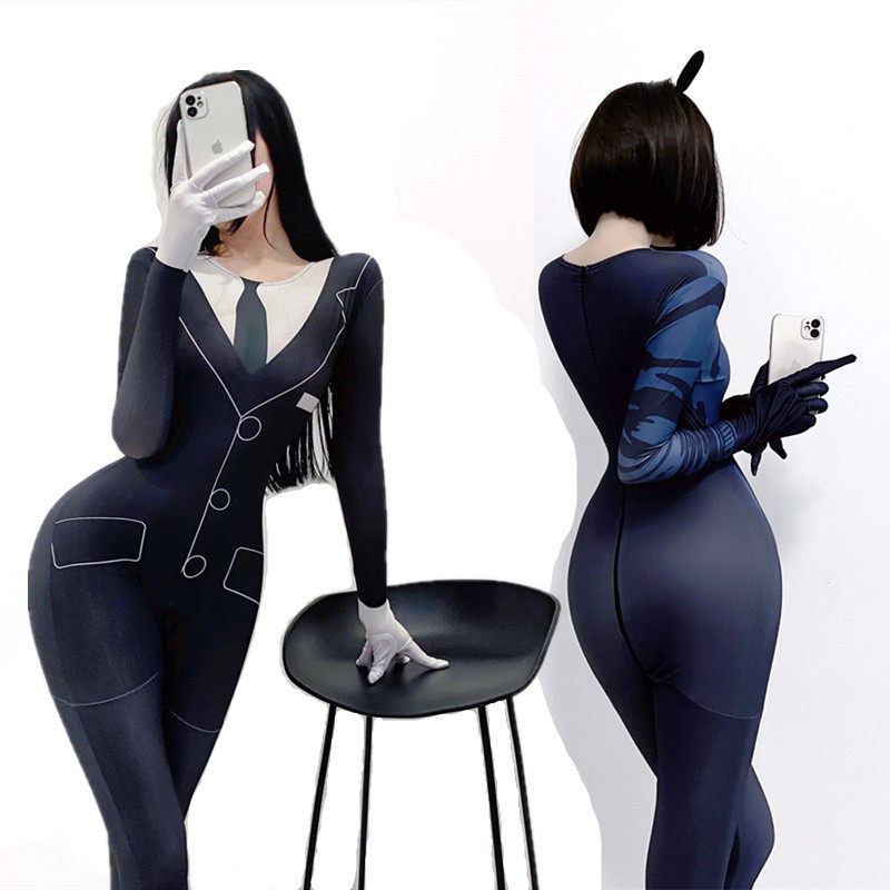 Conjoined clothes bag full body cartoon Sexy tight open crotch and female cosplay clothes spice extra-large size 