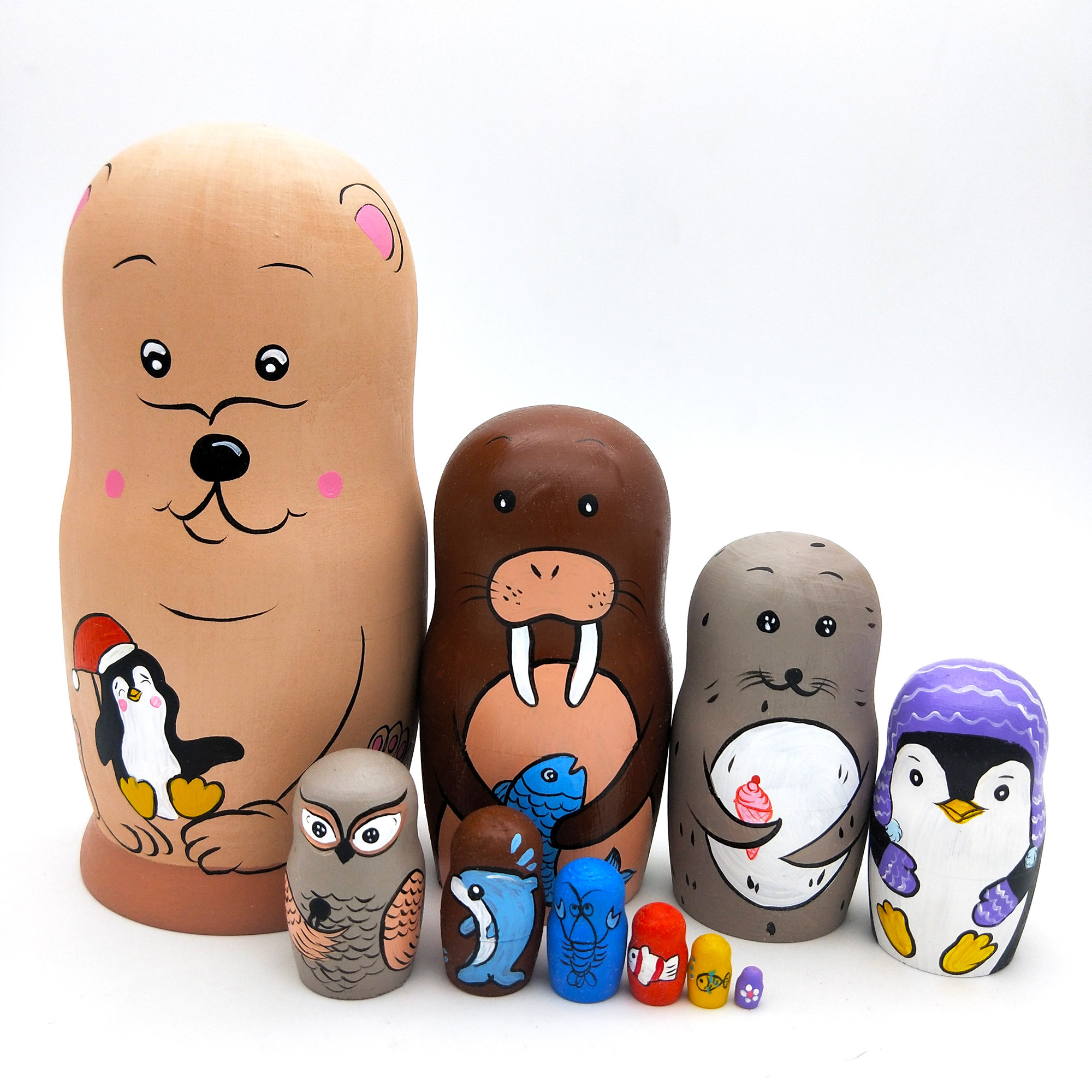 Russian doll 10 - layer bear cartoon cute children's sleeve pure hand - painted environmental protection and harmless puzzle toy