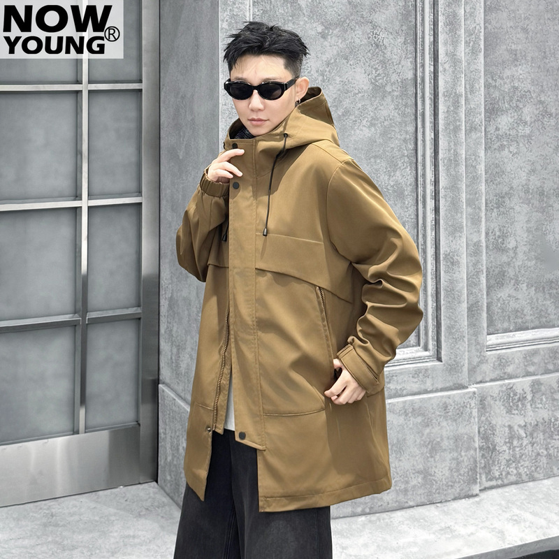 Nowyoung Men's Outwear Autumn and Winter Windbreaker Mid-Length Korean Style Casual Jacket Fleece-Lined Cotton Jacket Trendy Brand Nowyoung Men's Outwear Autumn and Winter Windbreaker Mid-Length Korean Style Casual Jacket Fleece-Lined Cotton Jacket Trendy Brand