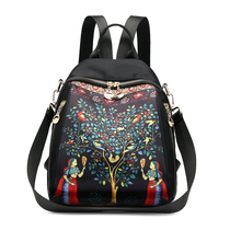 Korean version of the printed oxford cloth backpack female 2020 new canvas womens backpack multi-purpose bag large capacity travel bag
