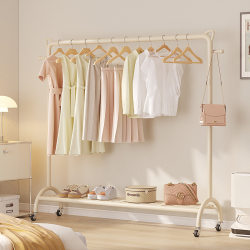 Wheeled Drying Rack Floor-to-Floor Bedroom Hanger Movable Balcony For Home Simple Clothes Storage Rack