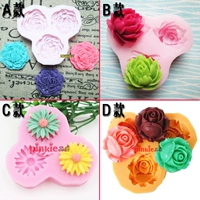 3 bông hoa fondant trang trí handmade sô cô la keo keo đất sét đất sét DIY khuôn lẻ khuôn bánh nhúng