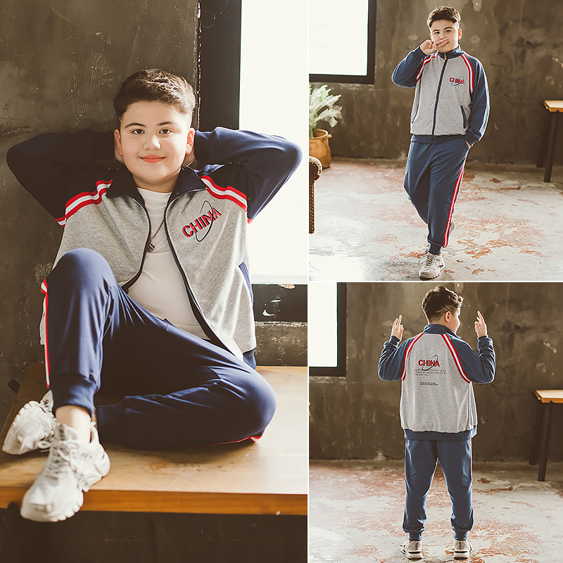 Fat Boy Clothing Boy Fall Sports Suit Plus Fattening Up Code Spring Autumn Clothing China Wind Fat Boy Long Sleeve Two Sets