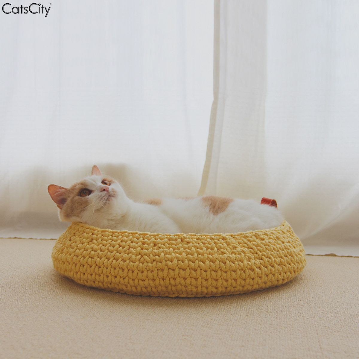CatsCity original design Nordic style pure hand-woven cat litter rope cat bed macaron color autumn and winter warmth