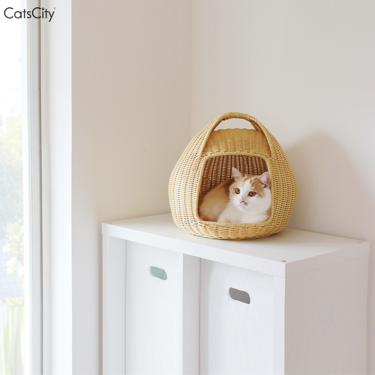 CatsCity original handmade rattan weaving autumn and winter warm cat litter cat bed four seasons universal breathable cat basket