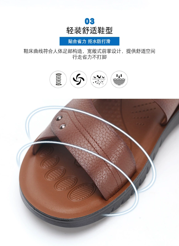 Giày sandal nam đế xuồng nam 2019 sandal nam sandal đế bằng và dép da trung cổ và giày chống trượt cho người trung niên - Sandal