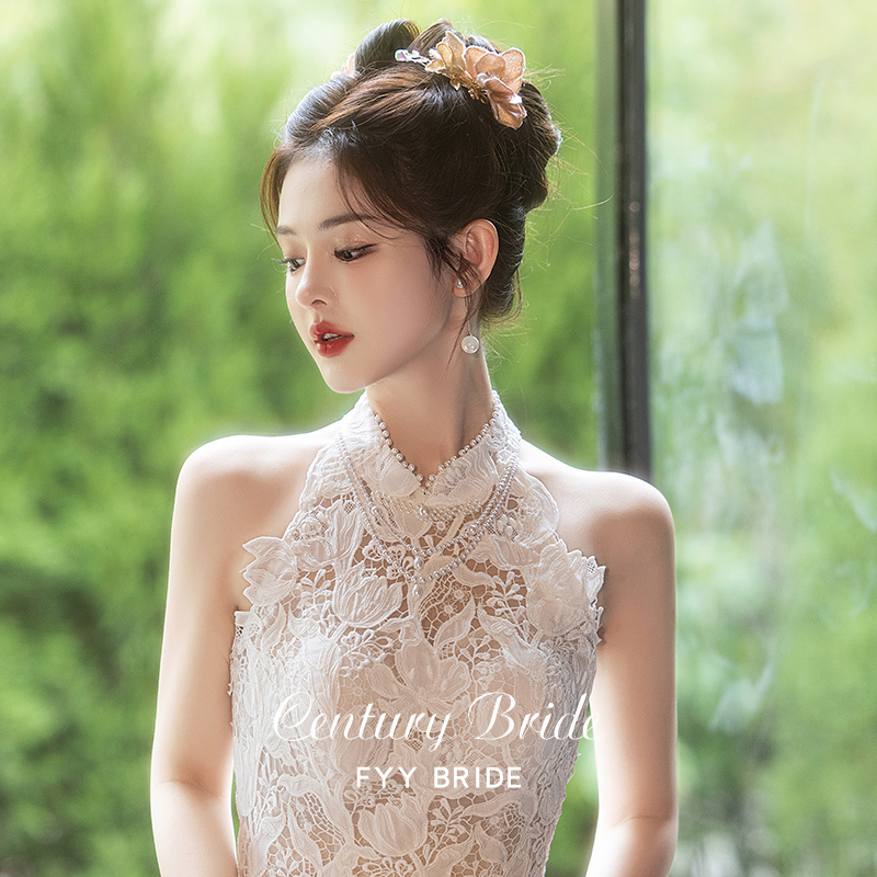 Fengyueyu's 《White Peony》 Light Wedding Dress 2026 New Model, New Chinese Style Bridal Engagement Dress, Original Toast Dress