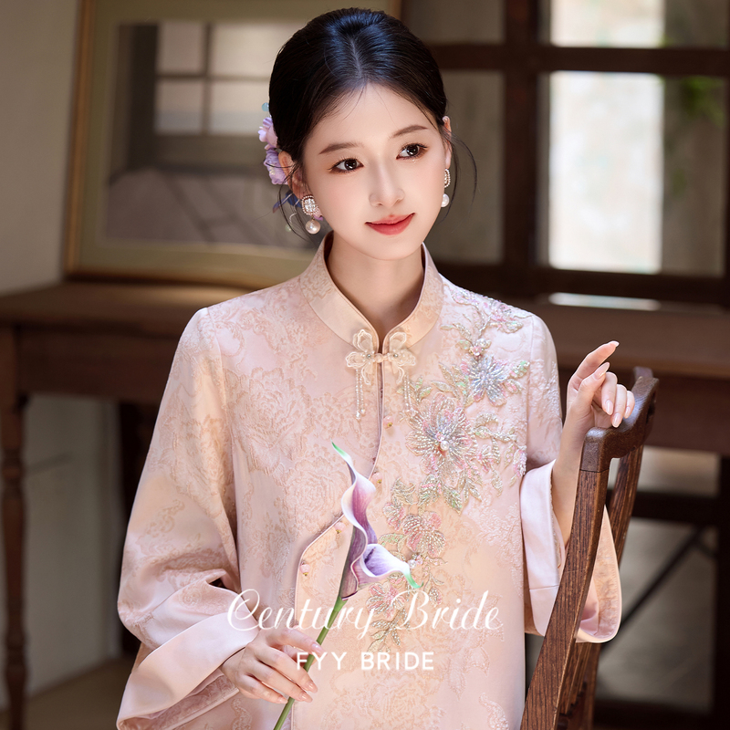 Fengyueyu's "Heqi" New Chinese-Style Bridal Wedding Toast Dress 2026 New Long-Sleeved High-End Engagement Dress
