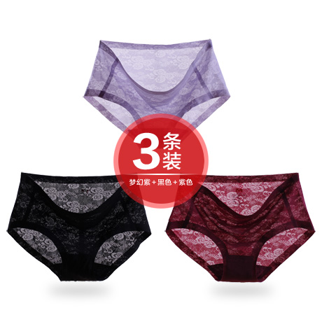 3 trang phục của womens đánh dấu quần lót siêu mỏng quần lót một mảnh sexy ren mờ eo thở băng lụa phụ nữ