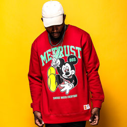 Miqiulin Hip-Hop Mickey Mouse 80S Street Dance Skateboarding Hip-Hop Rap Street Style Loose Velvet Round Neck Sweatshirt