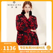 Mulan winter otter rabbit hair collar velvet burning flower cotton coat cotton dress female 18886501
