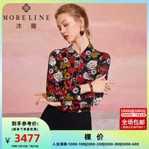 MORELINE Mulan mall with the same spring dress Long sleeves Female dress POLO collar Body Printed Shirt