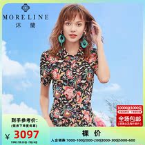 Mulan short sleeve Chopped Flowers Shirt Woman Summer Dress Retro Port Taste 100 Lap Ocean Blouse Design Sensation with little crowdlining clothes