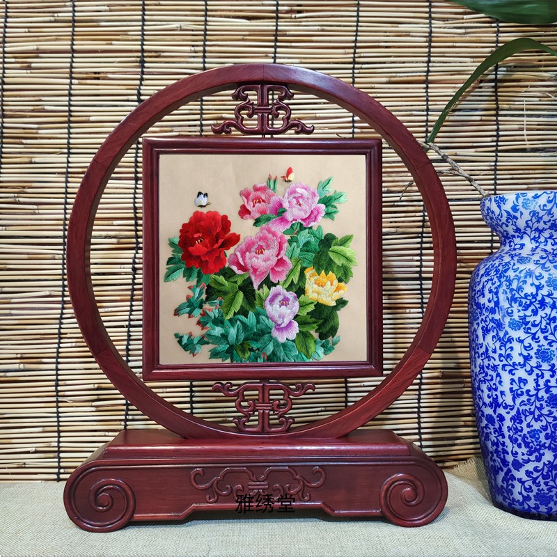 Sky Round Place Swing Table China Features Suzhou Special Embroidery Double-sided Embroidered Pendulum Pieces Handmade Business Meeting Gift Items