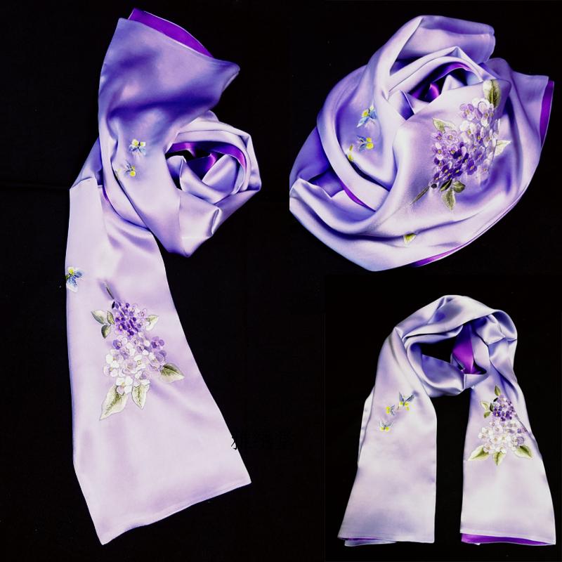 New Year's New Year Gift Soda Embroidery Scarf Pure Hand Embroidery Silk Silk to China Featured Embroidery Scarf