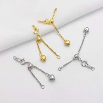 S925 sterling silver real gold plated love adjustment extension chain