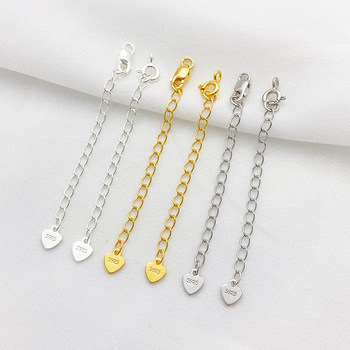 S925 sterling silver diy heart piece tail chain extension chain