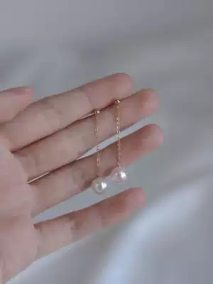 Shi Jia pearl earrings female summer pendant temperament tassel retro long earrings earrings earless ear clip 14K gold