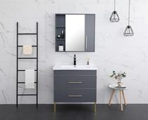 OEM Nordic style modern minimalist cost-effective high Silver Blue Phantom bathroom cabinet combination mirror cabinet design Lao Li