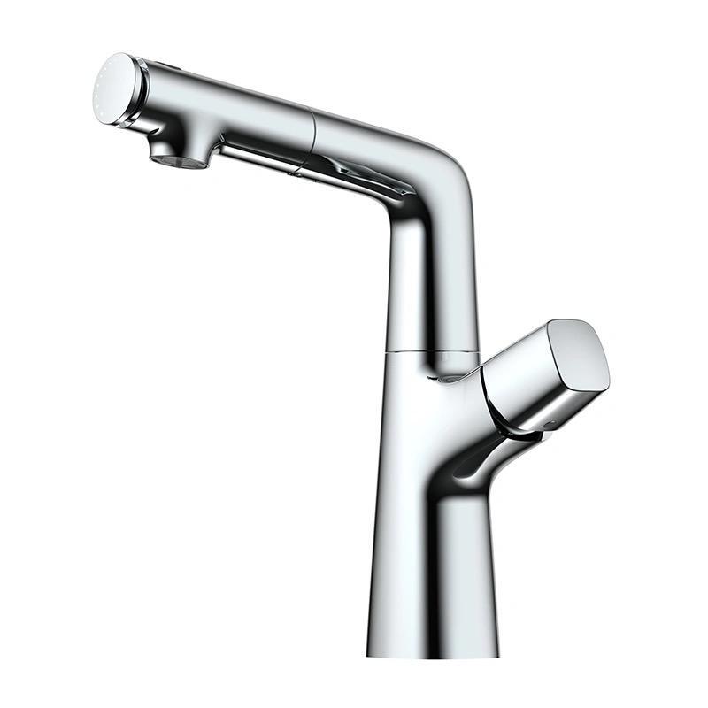 Shampooing Tool, Infinitely Adjustable, Lifting, Pulling, Swinging, 5-Function Basin Faucet, White Chrome, Chrome-Plated Color