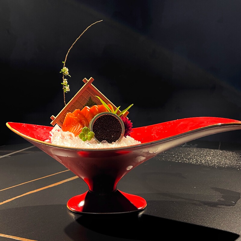 Hotel Classy Sashimi Seafood Posture Plate Tableware Plate Fish Special Dry Ice Plate Red High-Heeled Shoes Shape