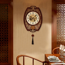 New Chinese wall clock living room Chinese style Zen hanging watch old clock home classical solid wood retro log clock