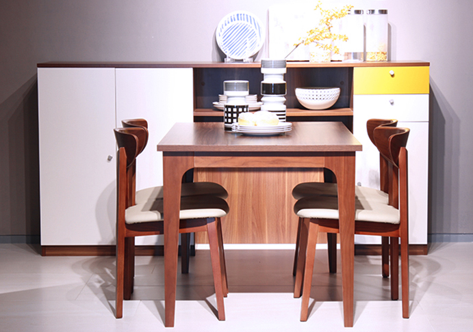 Qumei home modern light Nordic one table and four chairs dining room furniture small apartment square table dining table and chair combination