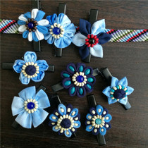 Tie-dye hairpins ethnic style fabric hair accessories simple Yunnan Dali Bai handmade blue dye hairpins for women