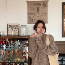 LIL CHER LOOSE mohair sweater WOMENs spring and autumn outside wear knitted jacket wild lazy wind pullover top