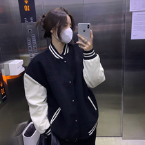 LIL CHER black and white stitching cotton baseball uniform women 2021 autumn and winter thick new Korean casual jacket jacket