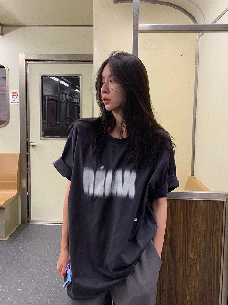 LIL CHER letter printing short-sleeved T-shirt women's 2021 summer thin Korean edition loose casual half-sleeve T-shirt