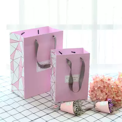 Small fresh gift bag paper bag green plant exquisite holiday gift bag simple green tote bag birthday packaging