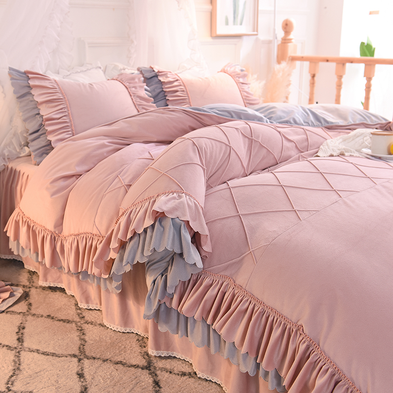 Netred Europe and America Winter Princess Winter Four Set of Coral Velvet Crystal Velvet Bed Bed Skitty Double Velvet Case