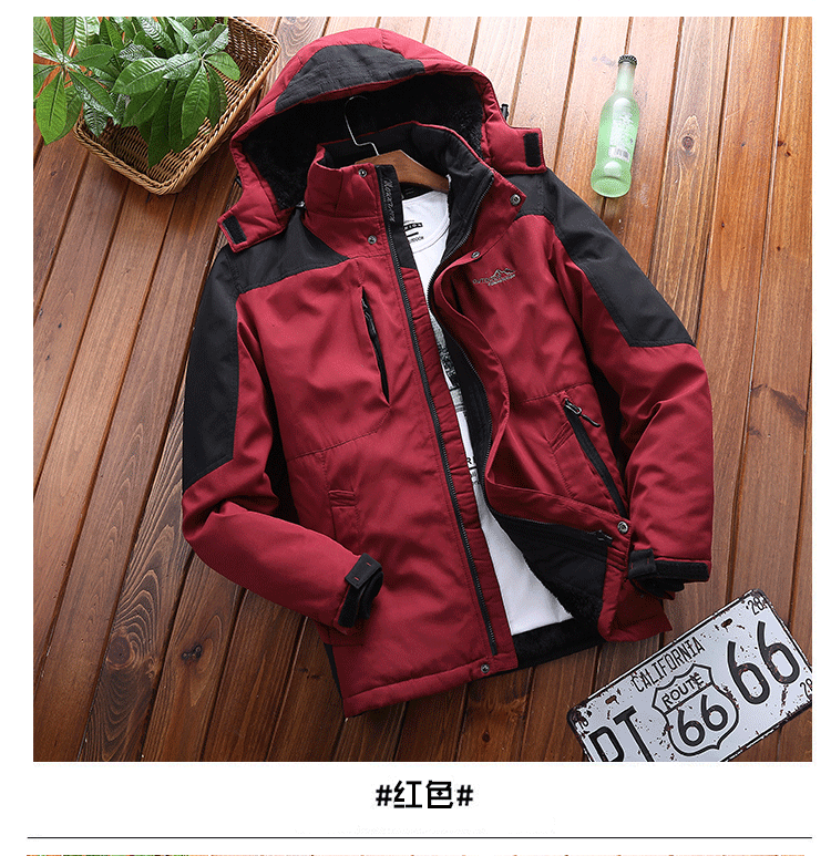 Cotton nam chống thấm nước cộng với áo khoác nhung dày áo khoác ngoài trời quần áo cotton giản dị áo ấm áo khoác thể thao
