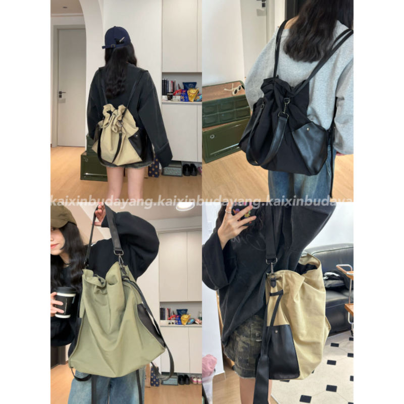 [Happy and Never Closing] Heavy-Duty Trench Coat Material Design Tote Bag, Large Capacity for Commuting, Can Be Worn as a Single Shoulder or Double Shoulder Bag