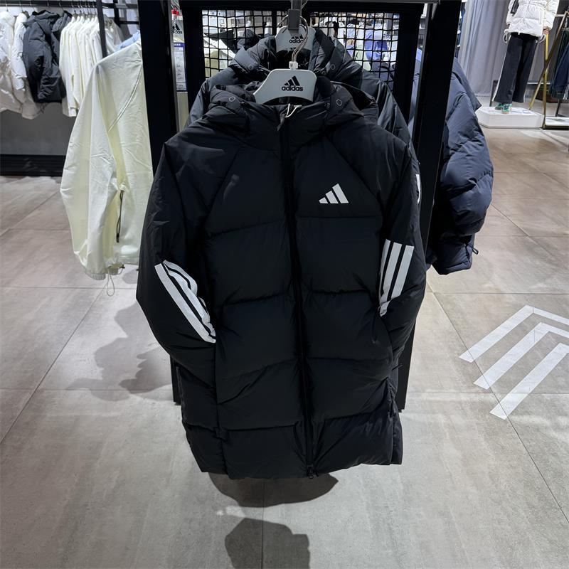 Adidas Women's 2024 New Mid-Length Duck down Warm Hooded Windproof Jacket Jg3855