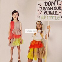 British ras series with the same paragraph 19 spring and summer childrens color-blocking mesh tutu skirt girl baby blouse suit