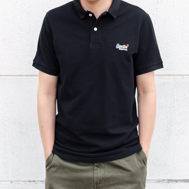 British Superdry Extremely Dry-Fit Men's Summer Slim-Fit Round-Neck Short-Sleeve Polo Shirt Trendy Casual Solid Color Collared T-Shirt